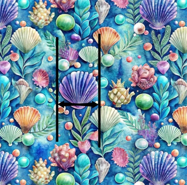 Ocean Under the Sea Seashells Printed Faux Leather Sheet FeeFiFauxLeather