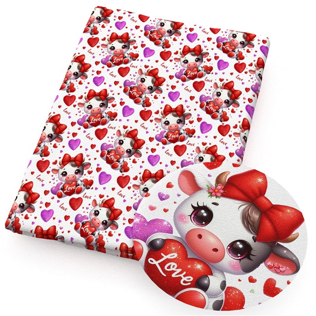 Cow Valentines Textured Liverpool/ Bullet Fabric