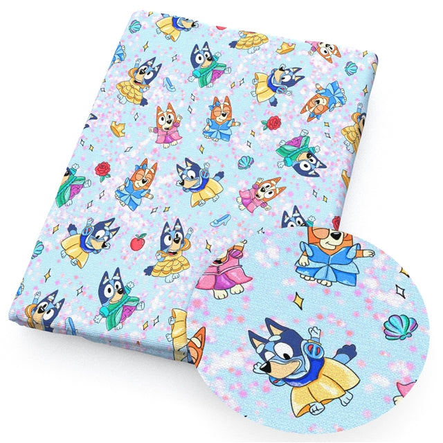 Blue Dog Faux Leather Sheet – Cartoon Character Smooth Material for DIY Accessories FeeFiFauxLeather