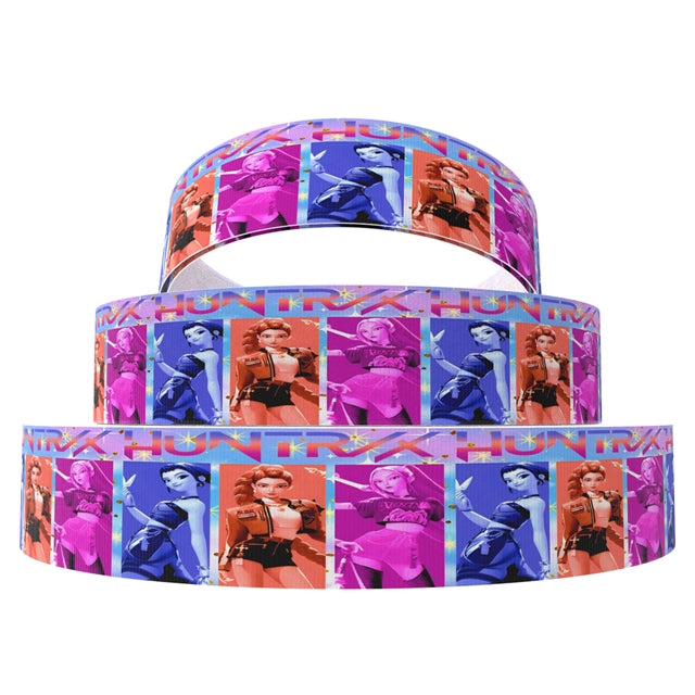 K-Pop Huntrix 1 Yard Printed Grosgrain Ribbon 1 1/2 inch wide FeeFiFauxLeather