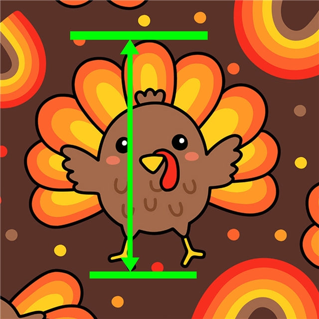 Thanksgiving Turkey Litchi Printed Faux Leather Sheet Litchi has a pebble like feel with bright colors