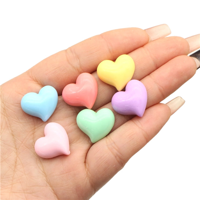 3-D Hearts Random Colors Acrylic Resin 5 piece set FeeFiFauxLeather