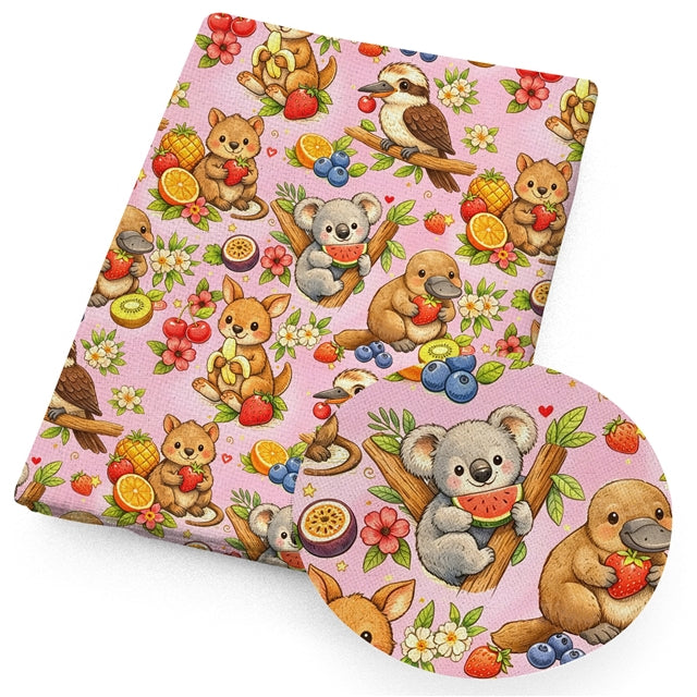 Animals Koala Printed Faux Leather Sheet FeeFiFauxLeather