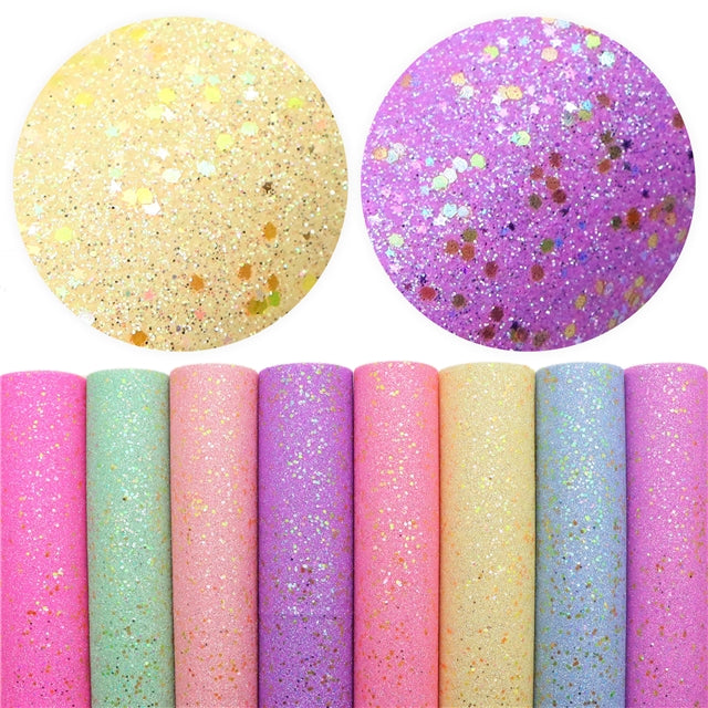 Holographic Chunky Glitter Printed Faux Leather FeeFiFauxLeather