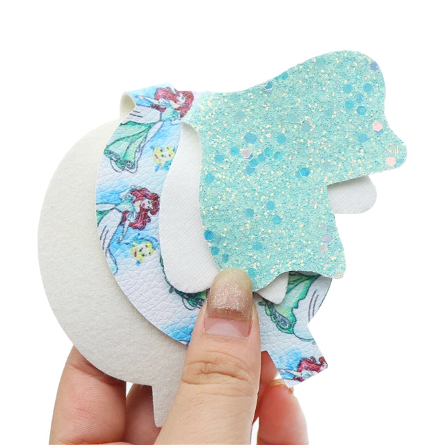 Mermaid Printed Faux Leather Pre-Cut Bow