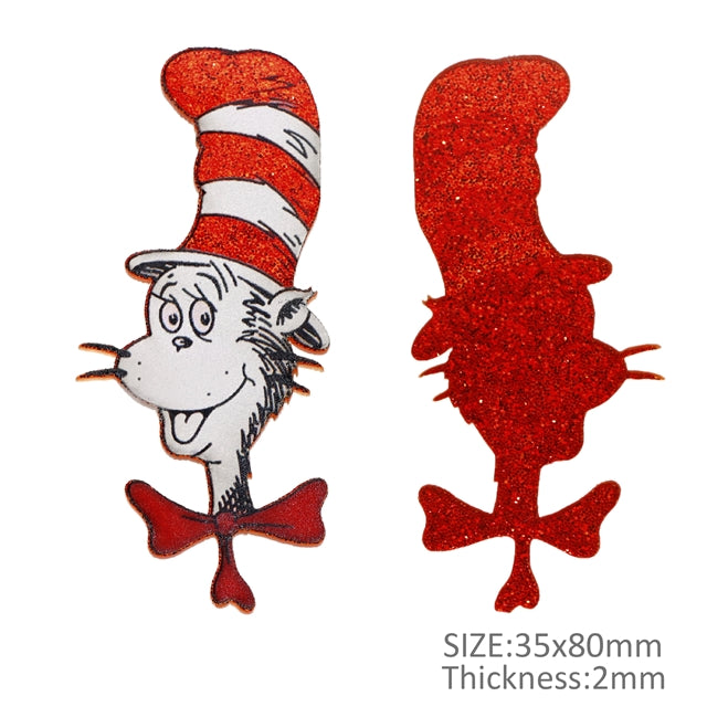 Cat In the Hat Dr Seuss Fine Glitter Acrylic Resin 5 piece set