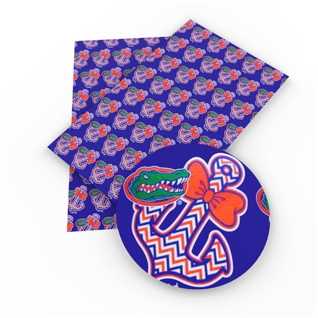 Gators Printed Faux Leather Sheet Litchi has a pebble like feel with bright colors