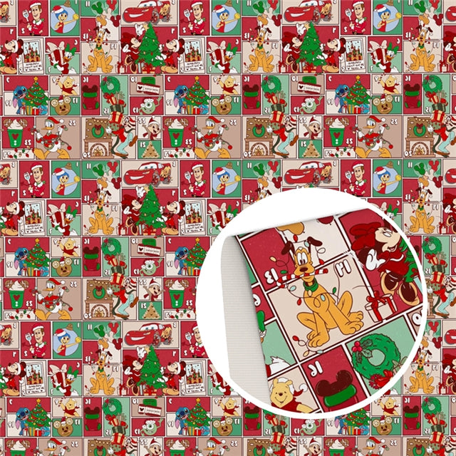 Christmas Characters Printed Smooth Faux Leather Sheet FeeFiFauxLeather