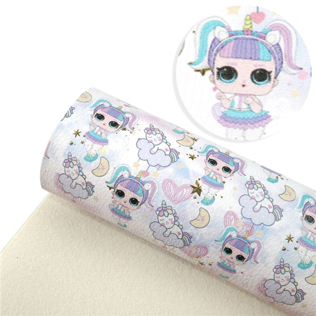 LOL Doll Unicorns Litchi Printed Faux Leather Sheet