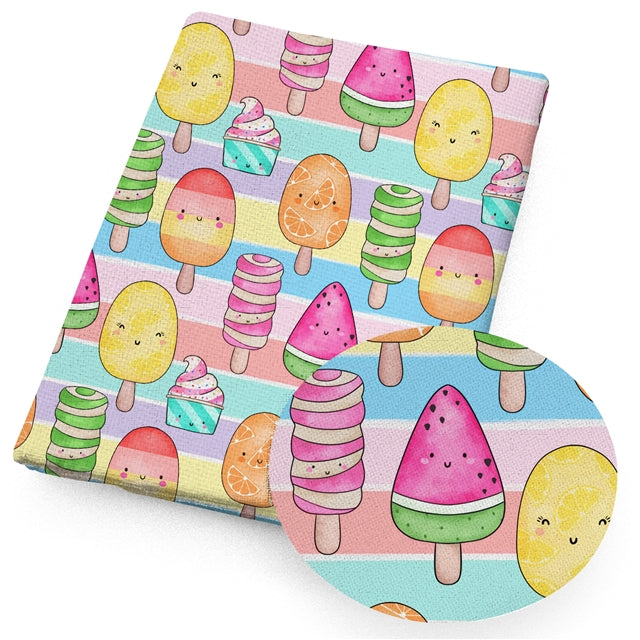 Sweet Summer Popsicles Printed Faux Leather Sheet FeeFiFauxLeather