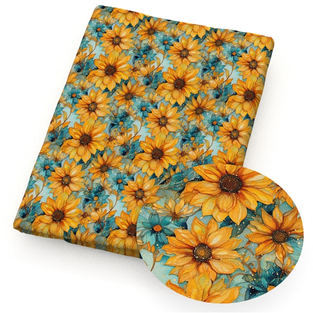 Flowers Printed Faux Leather Sheet FeeFiFauxLeather