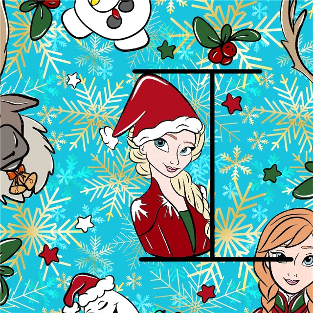 Frozen Christmas Printed Fabric FeeFiFauxLeather