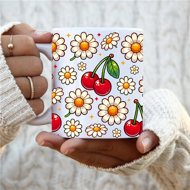 Cherry and Daisy UV DTF Cup Wrap – Easy Cup Wrap for Tumblers & Projects FeeFiFauxLeather