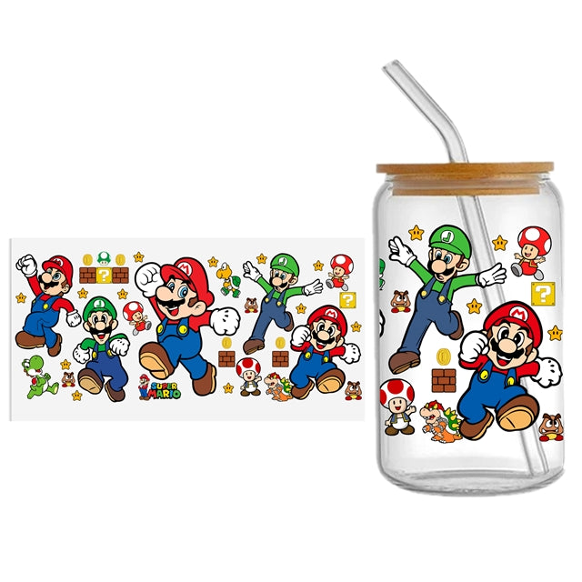 Super Mario UV DTF Cup Wrap – Video Game Cup Wrap Design for Tumblers FeeFiFauxLeather