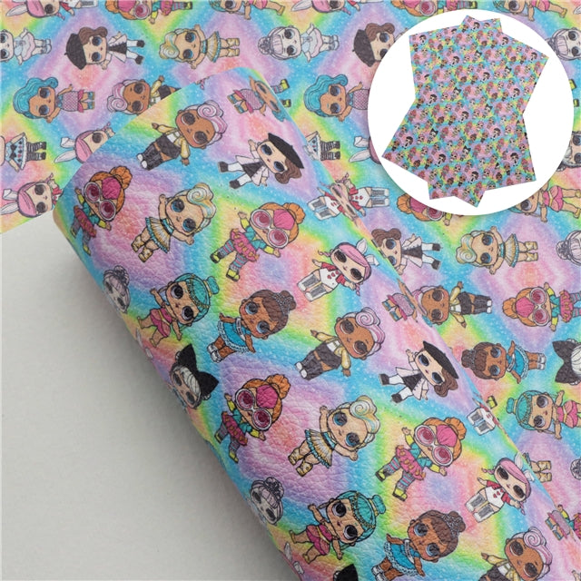LOL Doll Litchi Printed Faux Leather Sheet Litchi has a pebble like feel with bright colors