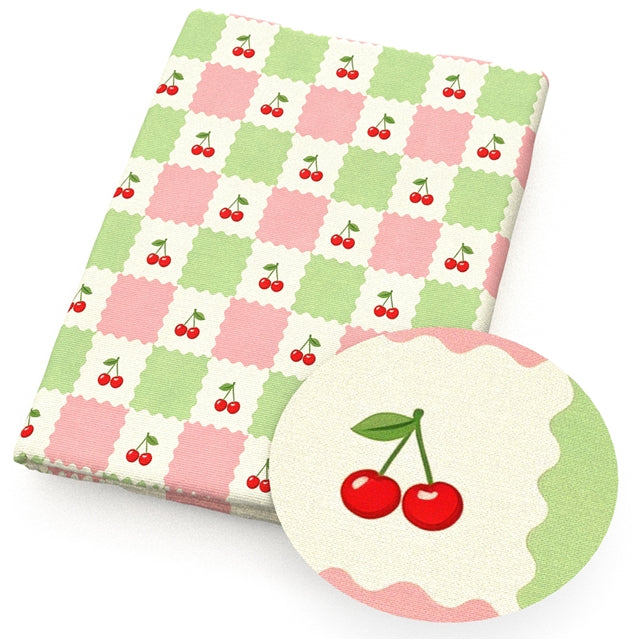 Cherry Plaid Printed Faux Leather Sheet FeeFiFauxLeather
