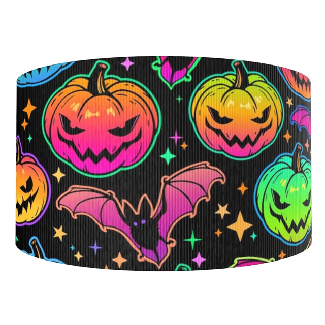 Halloween Pumpkin 1 Yard Printed Grosgrain Ribbon 1 1/2 inch wide FeeFiFauxLeather