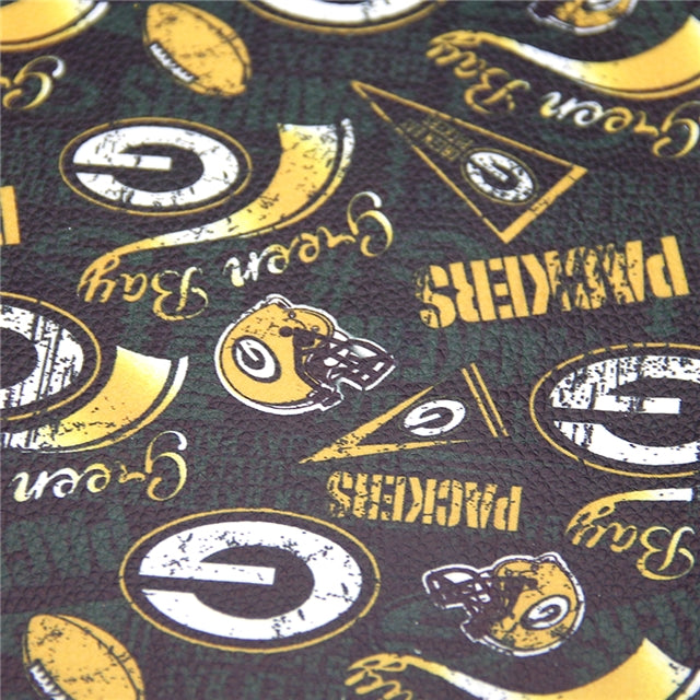 Packers Football Litchi Printed Faux Leather Sheet