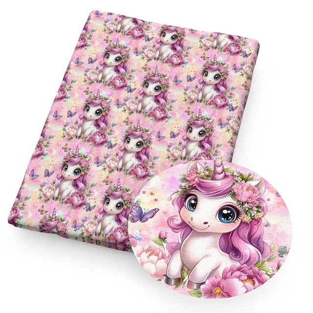 Unicorn Butterflies Floral Textured Liverpool/ Bullet Fabric