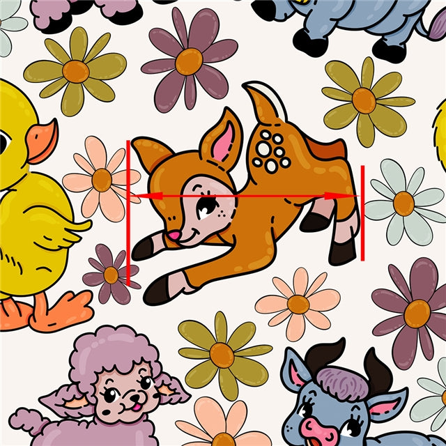 Farm Animals Printed Faux Leather Sheet