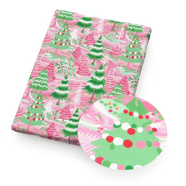 Christmas Trees Printed Fabric