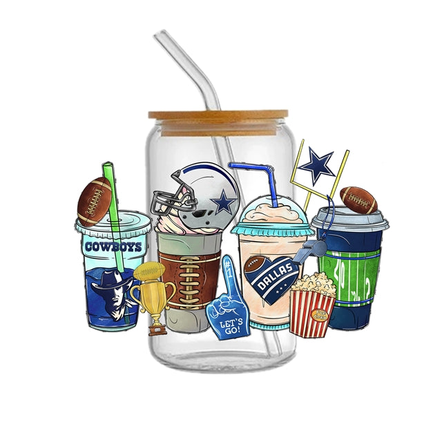 Cowboys Football UV DTF Glass Can Wrap