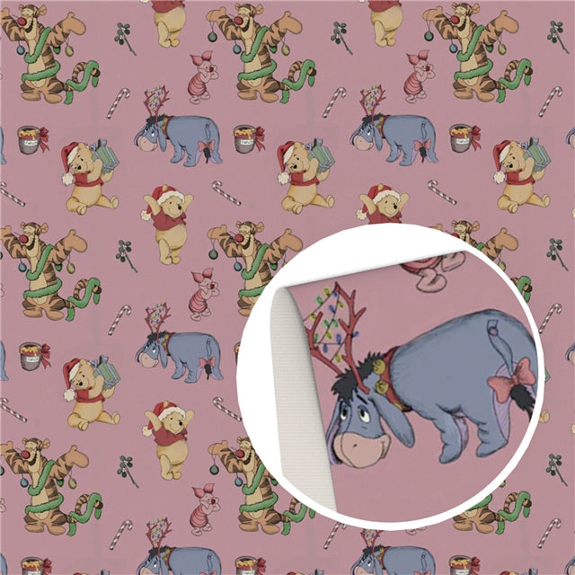 Pooh Bear Christmas Printed Faux Leather Sheet FeeFiFauxLeather
