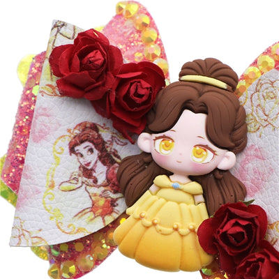 Princess Belle Printed Faux Leather Pre-Cut Bow Includes Centerpiece