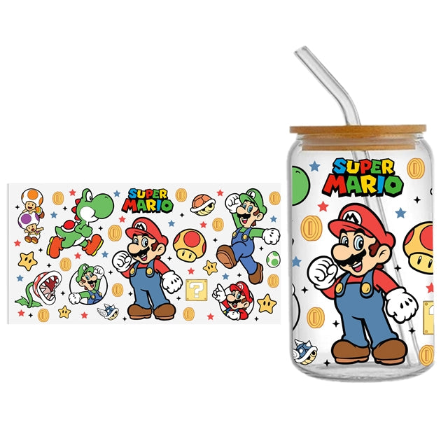 Super Mario UV DTF Glass Can Wrap FeeFiFauxLeather