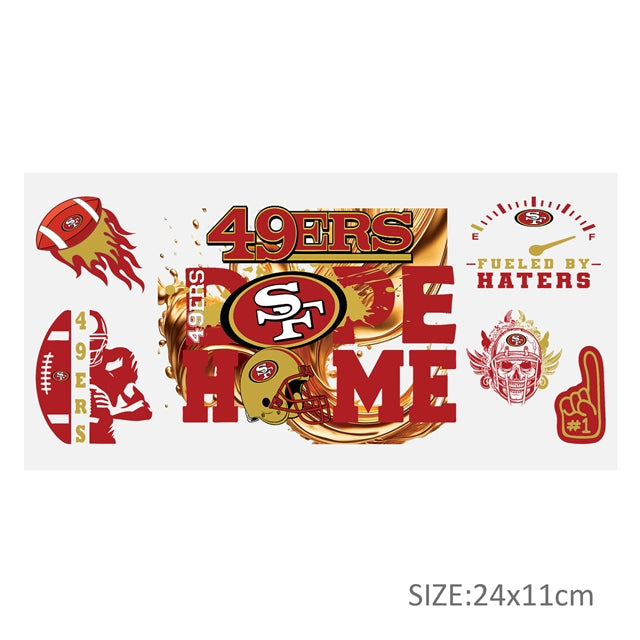 49ers Football UV DTF Glass Can Wrap for 16 oz Libbey Glass, Permanent and Ready to Apply, UV dtf Cup Wrap ready to ship, Glass Can Wrap