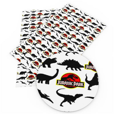 Jurassic Park Litchi Printed Faux Leather Sheet Litchi has a pebble like feel with bright colors