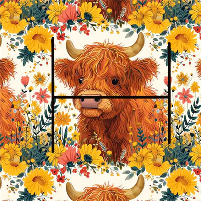 Highland Cow Printed Faux Leather Sheet