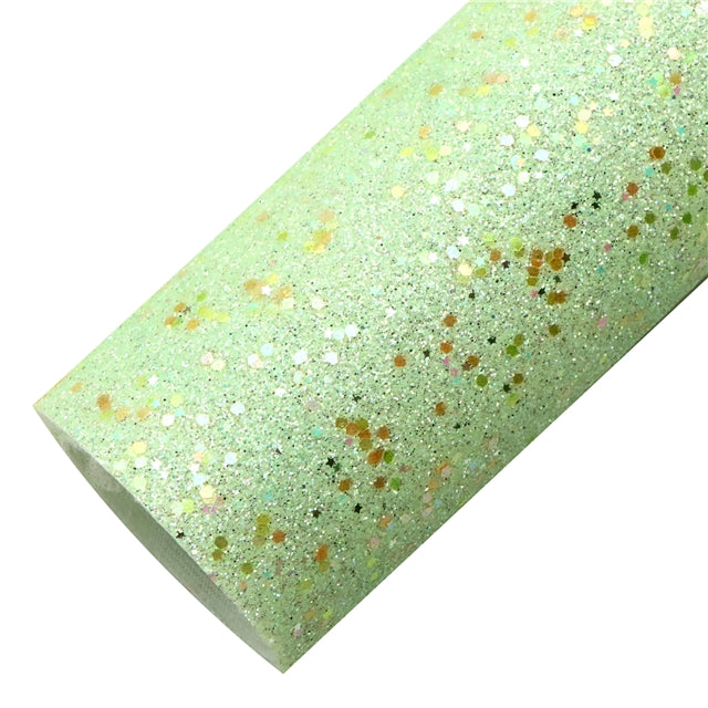 Holographic Chunky Glitter Printed Faux Leather FeeFiFauxLeather