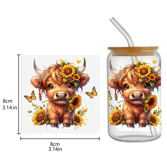 Cow UV DTF Cup Wrap – Farm Animal Tumbler Wrap for DIY Drinkware