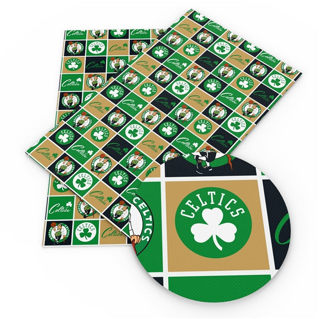 Celtics Basketball Sport Printed Faux Leather Sheet FeeFiFauxLeather