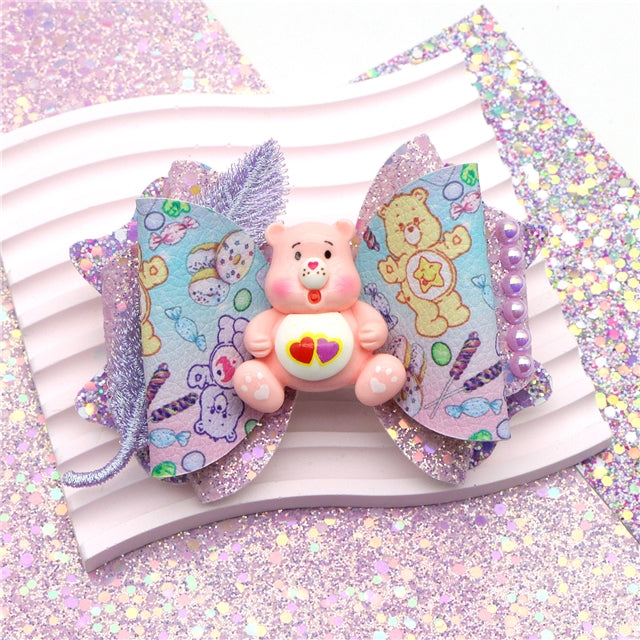 Care Bear Printed Faux Leather Pre-Cut Bow