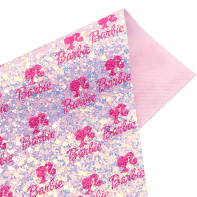 Barbie Chunky Glitter Printed Faux Leather Sheet