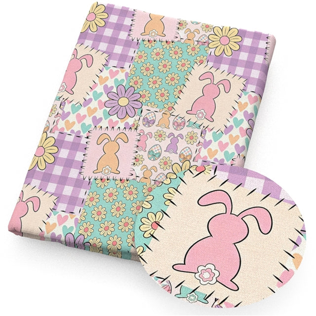 Easter Bunnies Printed Faux Leather FeeFiFauxLeather