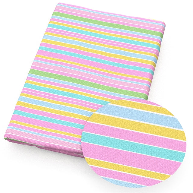 Pastel Stripes Printed Faux Leather FeeFiFauxLeather