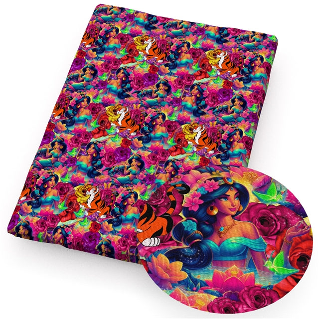 Jasmine Princess Printed Faux Leather Sheet Litchi has a pebble like feel with bright colors