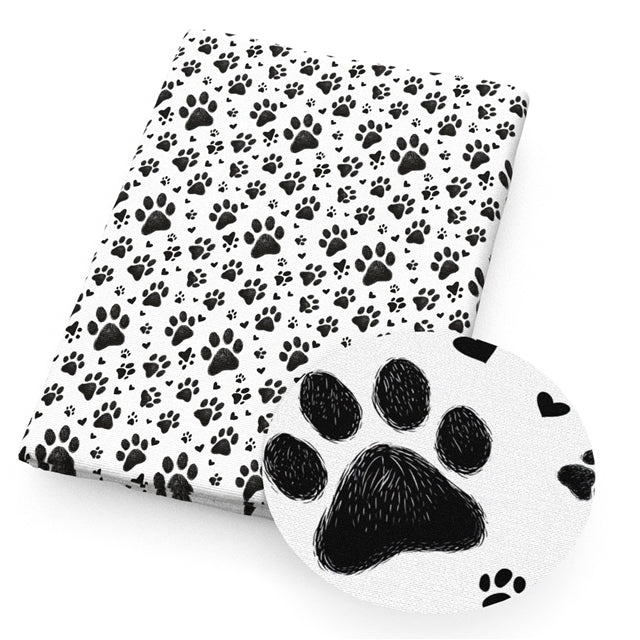 Dog Paws Faux Leather Sheet – Cartoon Character Smooth Material for DIY Accessories FeeFiFauxLeather
