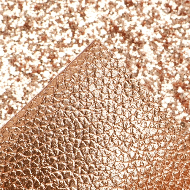 Rose Gold Glitter Double Pattern Faux Leather Sheet FeeFiFauxLeather