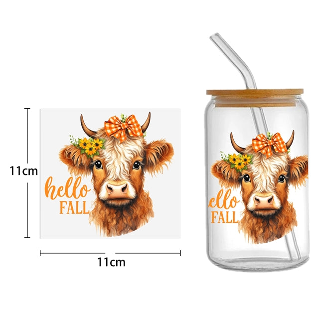 Cow UV DTF Glass Can Wrap