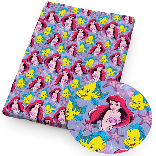 Ariel Mermaid Printed Fabric FeeFiFauxLeather