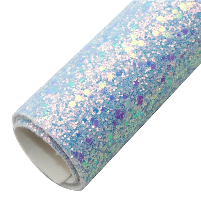 Holographic Chunky Glitter Printed Faux Leather