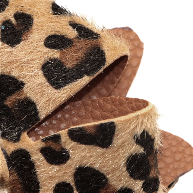 Leopard Furry Printed Faux Leather Pre-Cut Bow