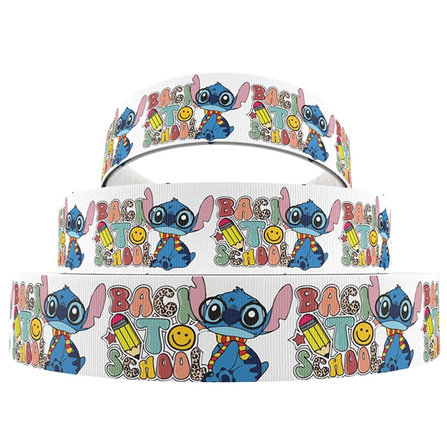 Blue Alien Back To School 1 Yard Printed Grosgrain Ribbon