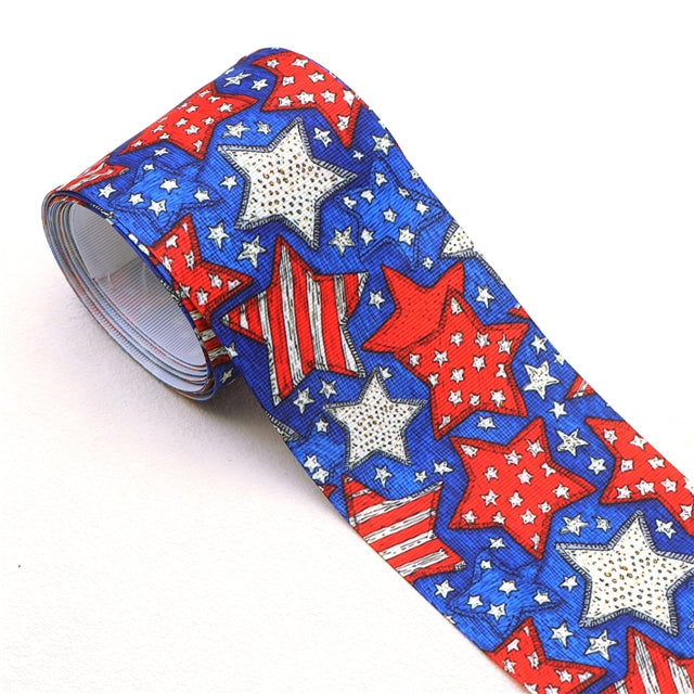 Red White and Blue 4th of July 1 Yard 1 1/2 Inch Wide Printed Grosgrain Ribbon FeeFiFauxLeather