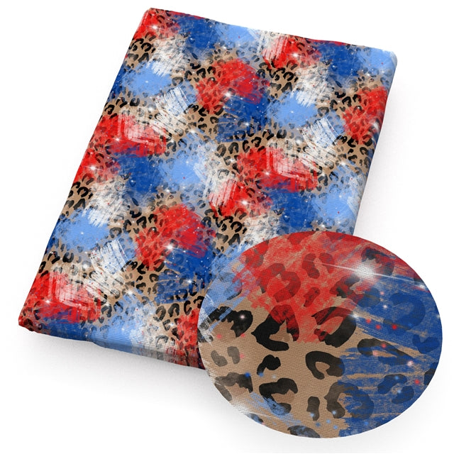 Red White and Blue July 4th Leopard Textured Liverpool/ Bullet Fabric with a textured feel