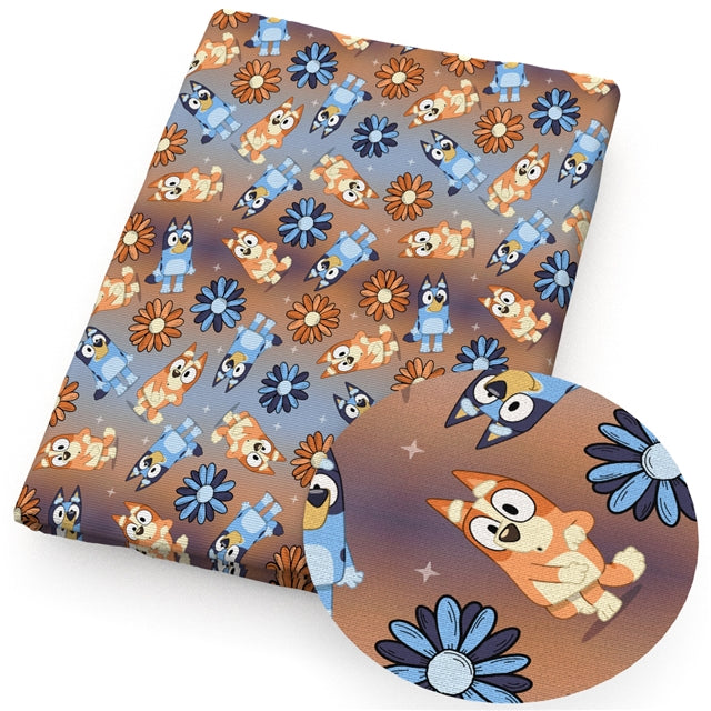 Blue Dog Printed Faux Leather Sheet